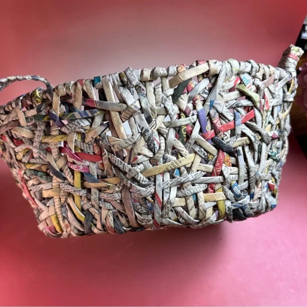 Trader Joe's Recycled Newspaper Hand Woven Basket